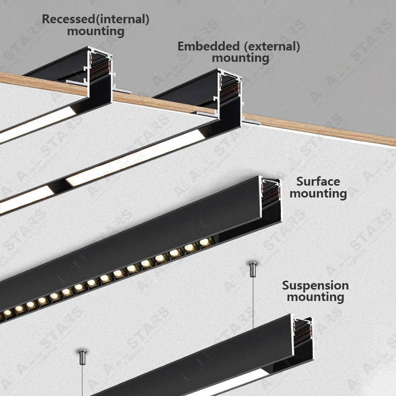 New Design COB LED Track Light Surface Mounted Recessed Magnet Rail Lighting 48V Moveable Linear Magnetic Track Light System