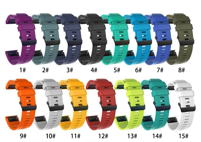 BOORUI Soft Silicone 20mm 22mm 26mm Watch Strap for garmin fenix 5X/fenix3hr band Smart Watch Bands for iwatch