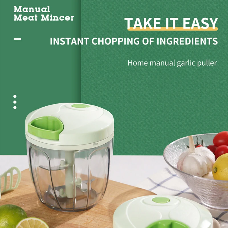 TS 400Ml/900Ml Portable Hand Pull String Ginger Garlic Mincer Onion Manual Hand Pull Cutter Food Vegetable Chopper
