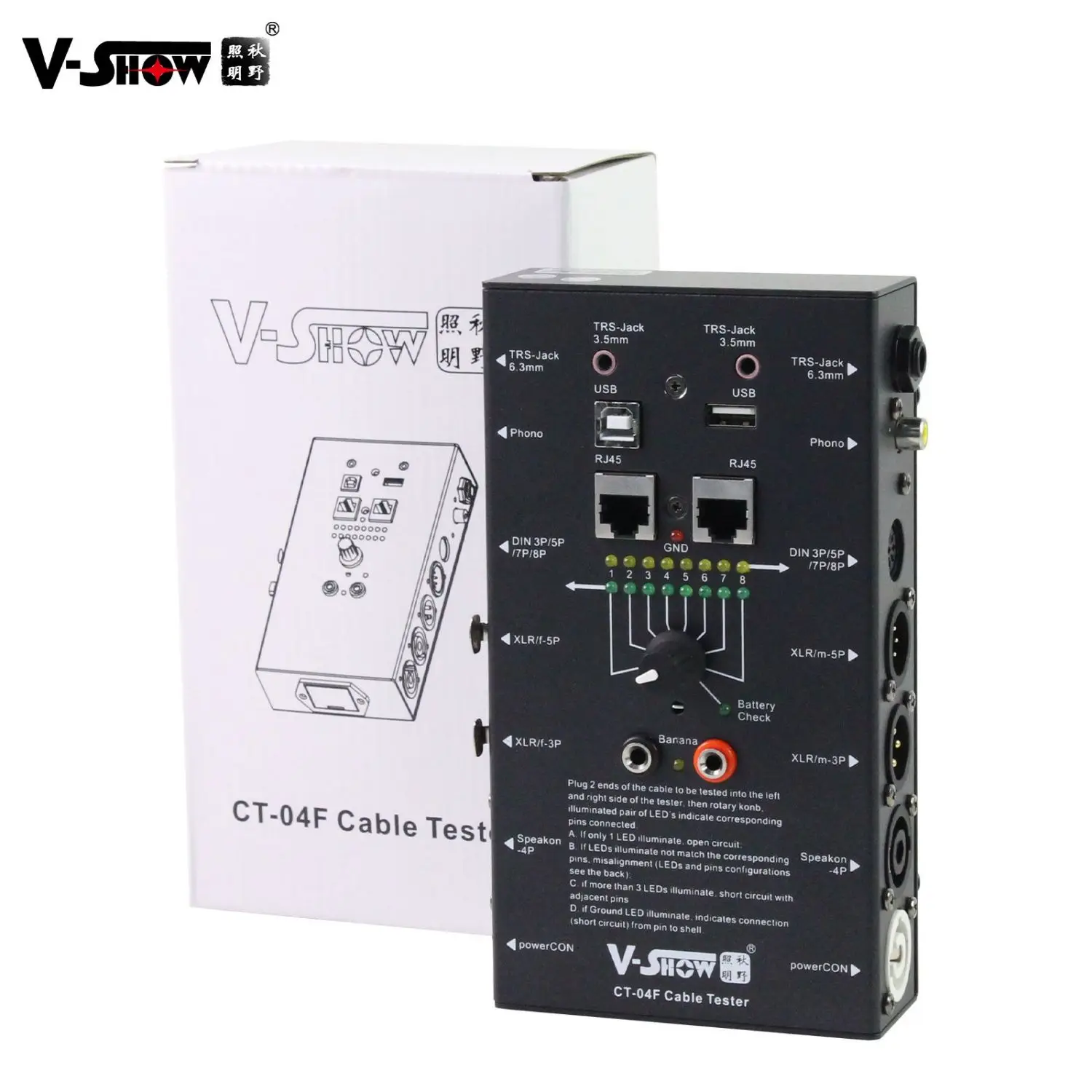 VSHOW CT04 Network Tester Line Gauge Wire Cable Tester not include Battery Powered