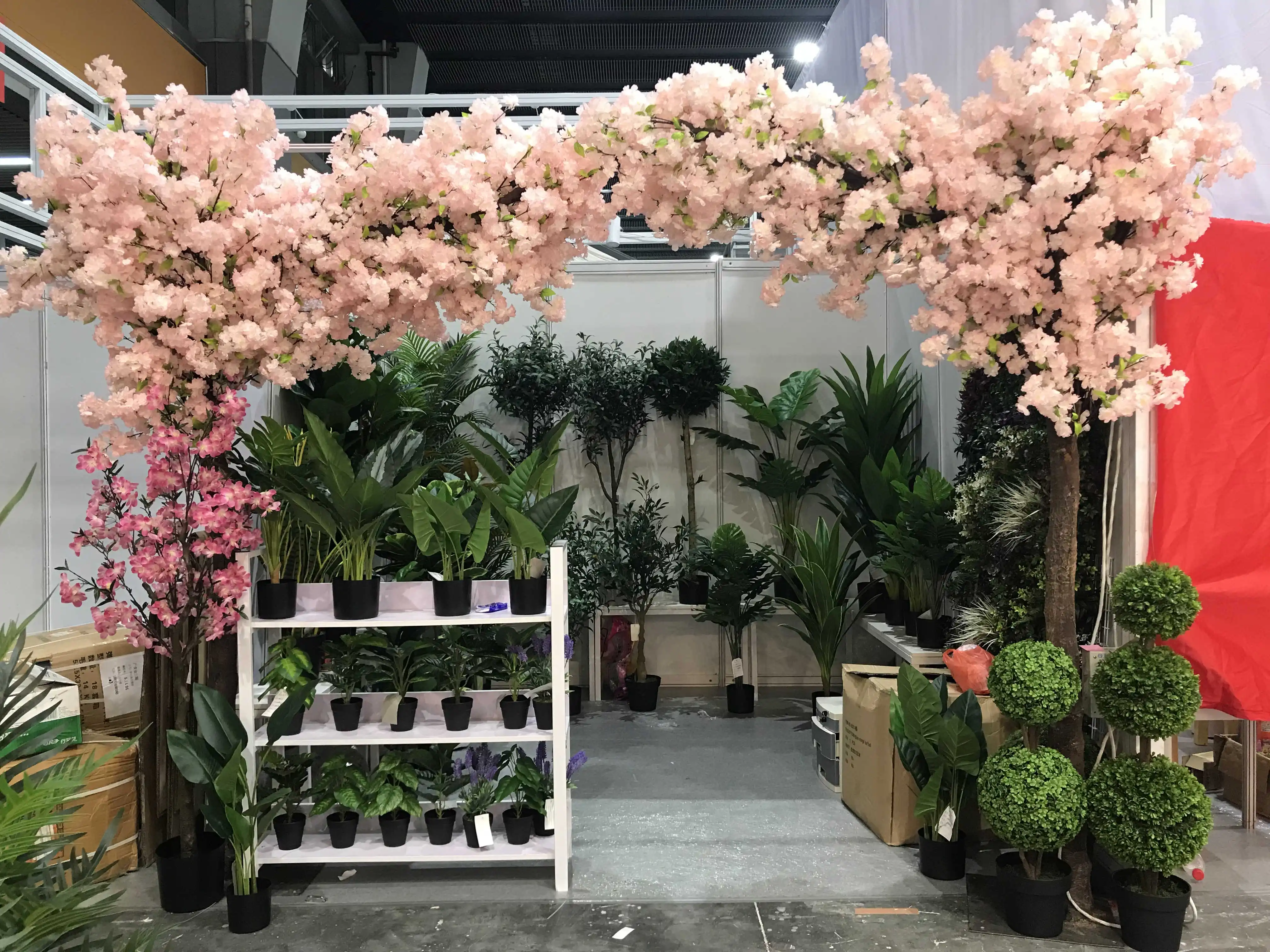 Cheap Artificial Light Pink Plants Flower Branches Backdrop Decoration Red Silk Cherry Blossom Tree