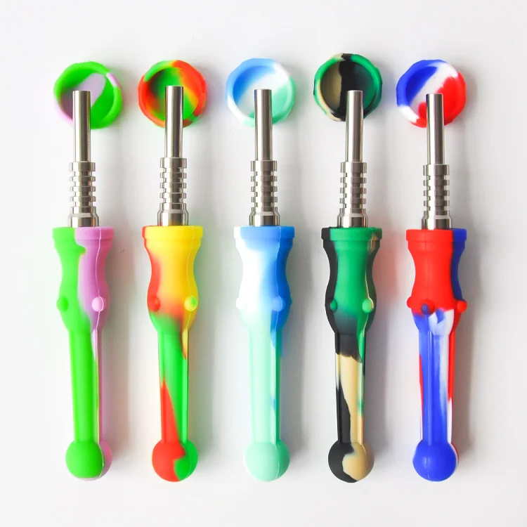 Mini Silicon Smoking Pipe Silicone Collector with Titanium nail dab rig Good Price