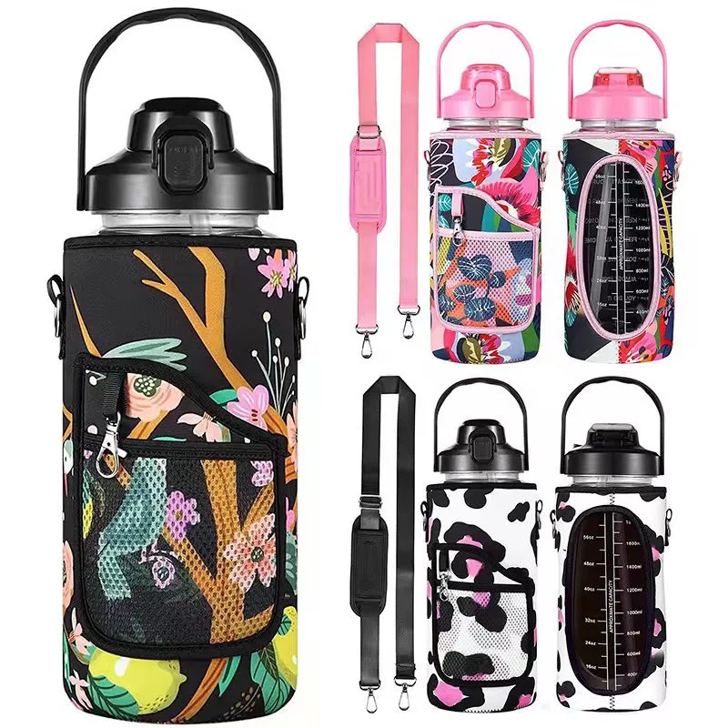Portable Neoprene Insulated Water Bottle Holder Bag Protector Sleeve Case Pouch Cover with Carrier Strap