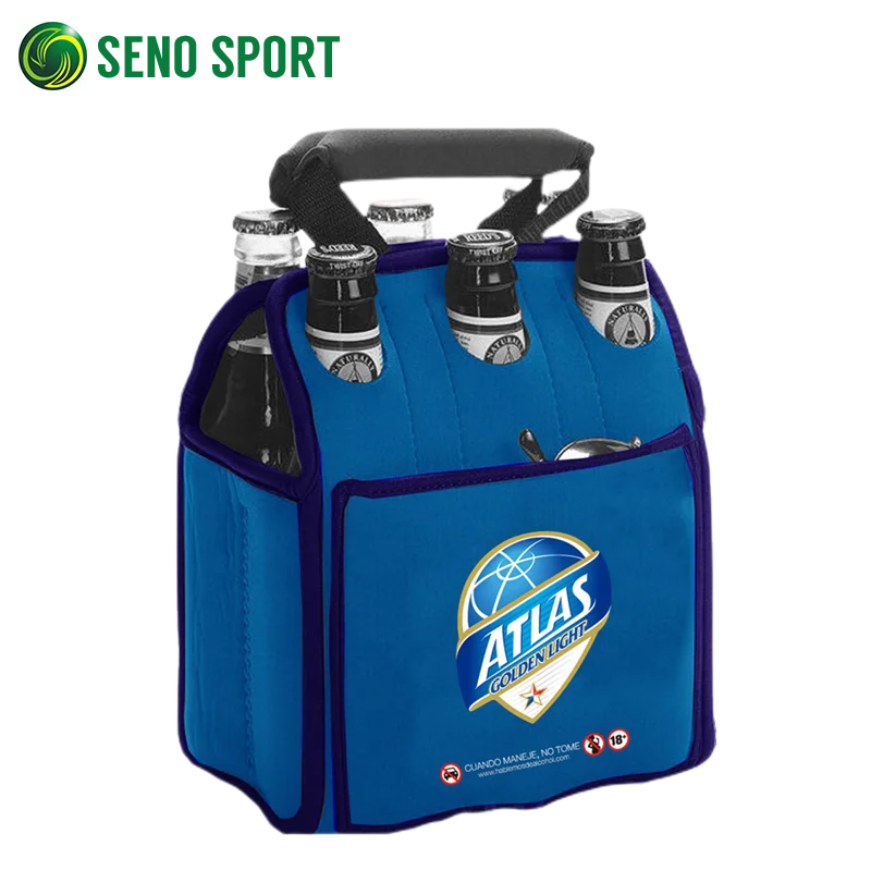 Eco-Friendly 6 Pack Neoprene Beer Bottle Carrier With Pocket