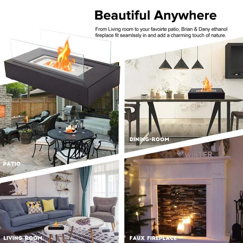 China Factory Ventless Indoor Outdoor Stainless Steel Decoration Fireplace