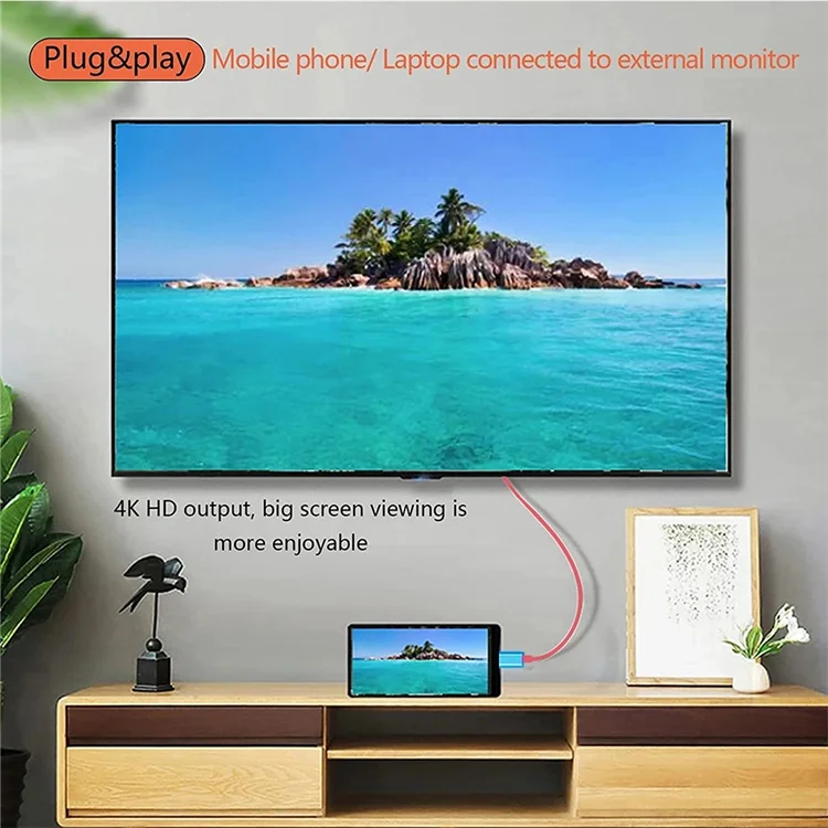 Кабель-адаптер для преобразования USB Type-C в 4K HDTV для переключателя Nintendo, ТВ, мобильного компьютера, HD, линейный проекционный конвертер с линейным экраном