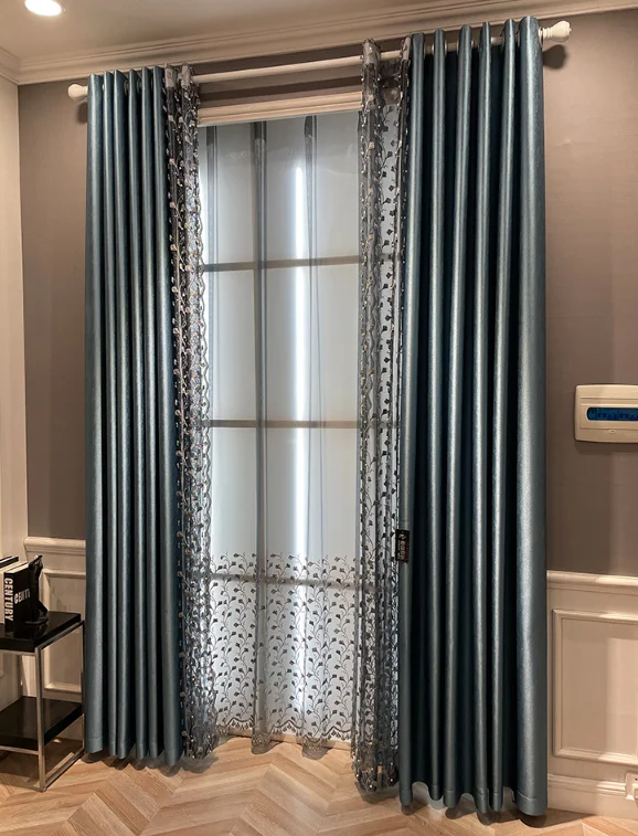 Light Luxury French Silver Luxury Curtain Model Room Curtain