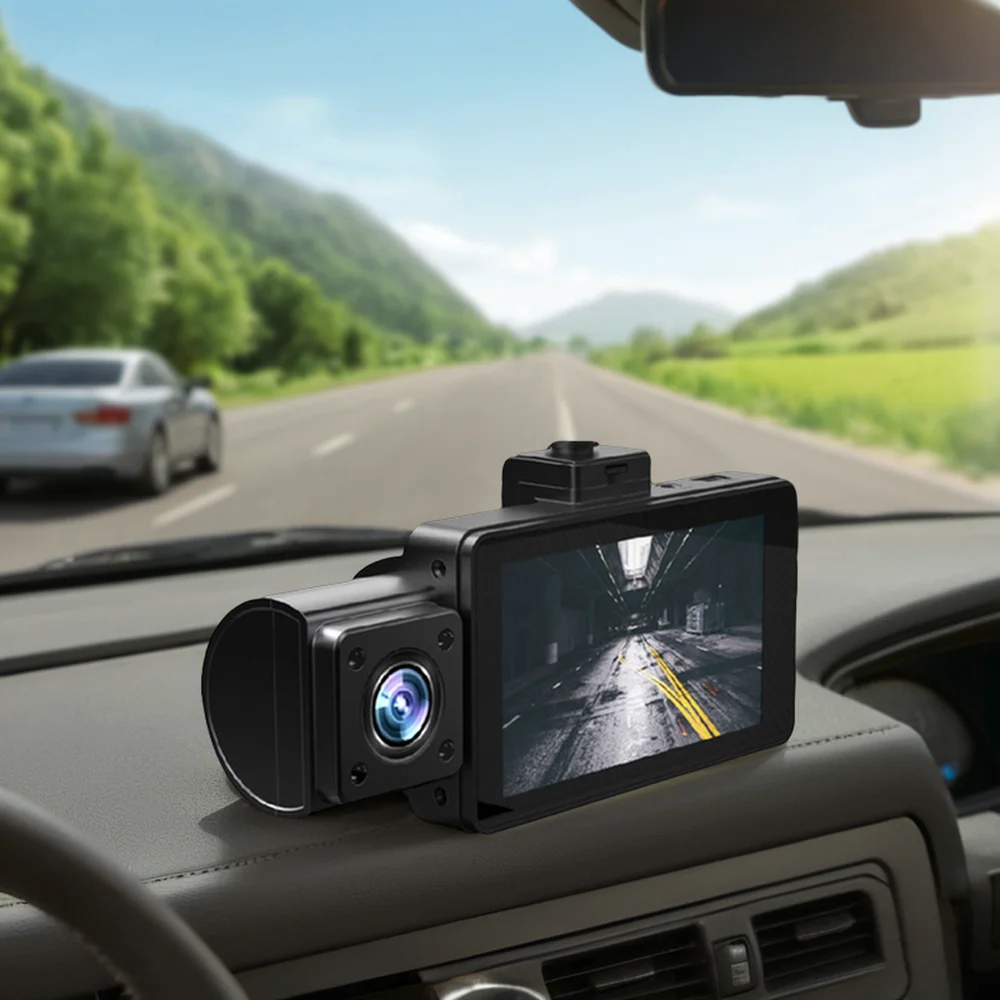 Private Model 3 Channel 4K Dash Cam Front Inside Rear  Driving Recorder WiFi GPS Logger 3 Inch TFT IPS Screen Car Black Box