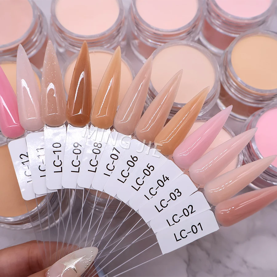 Bulk Private Label 2 in 1 Dipping Powder Glitter Nude Clear Acrylic Powder for Nails