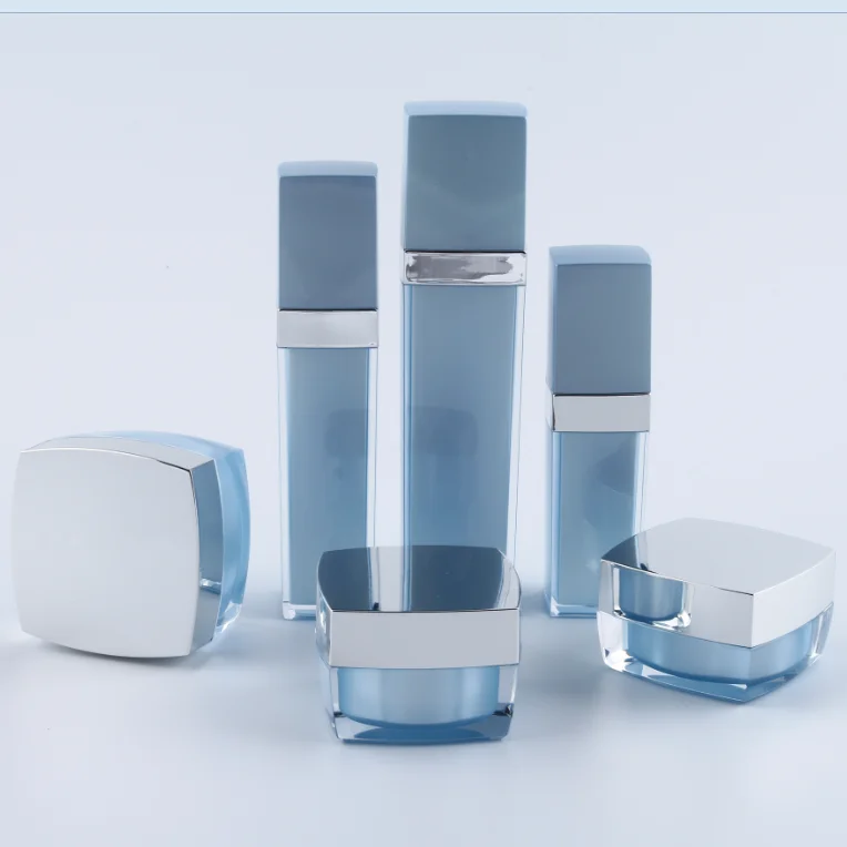 15ml 30ml 50ml 100ml  cosmetic square double acrylic lotion jar  plastic cream jar with plastic lid