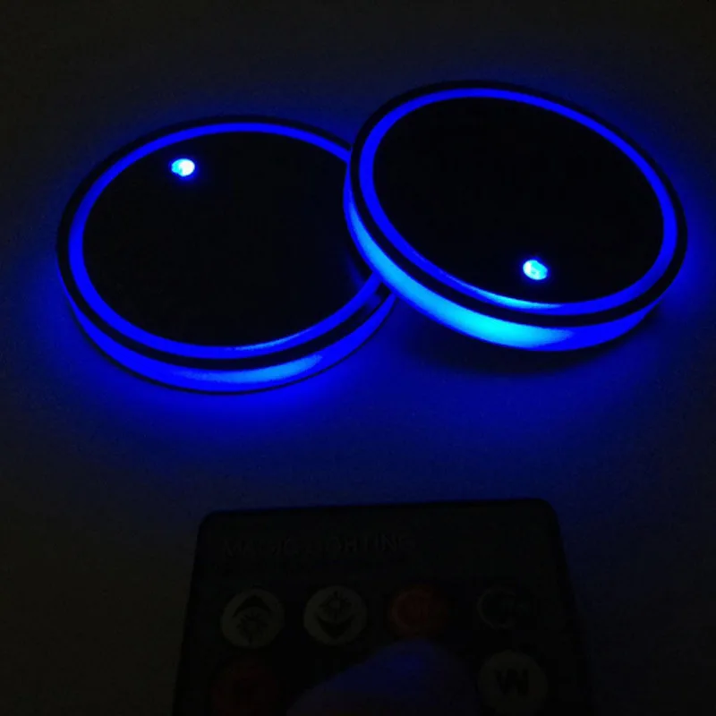 Car LED car logo cup light stand USB charging waterproof mat