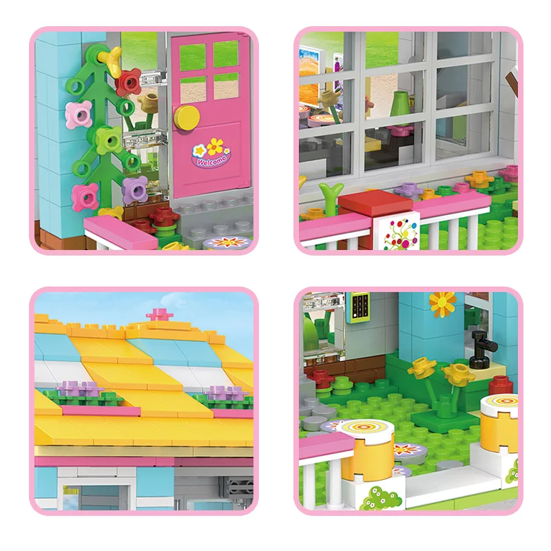 
High quality toy Sluban New Pink Dream Snooker Club Plastic Assembled Building Blocks For Girls Gift 