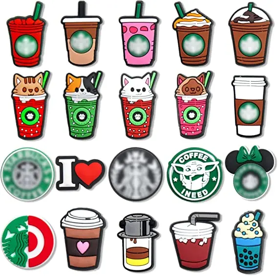 coffee caffeine croc shoe charms Clog Soft PVC star Latte Cappuccino coffees croc charms dutch bros