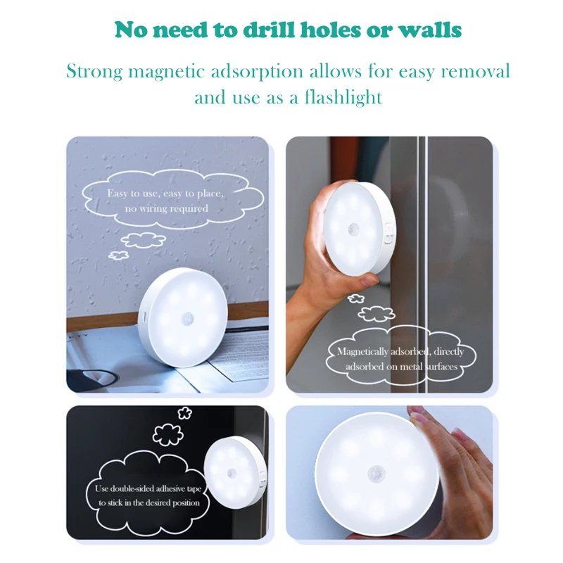 Howlighting Magnet USB Rechargeable Induction Night Lamp LED Cabinet Motion Sensor Night Light