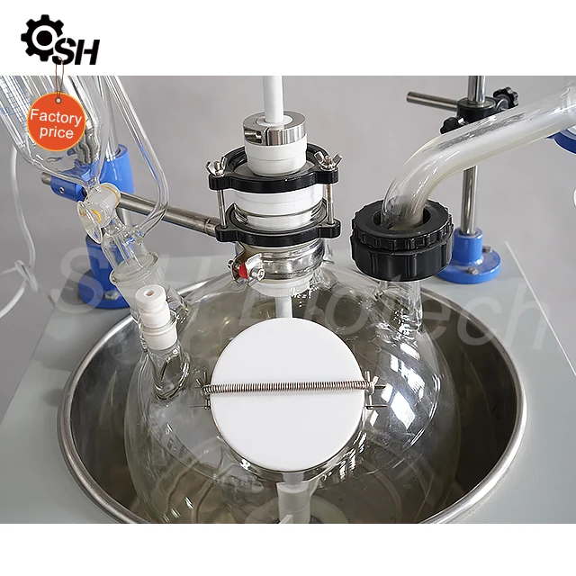 Реактор непрерывного смешивания емкости 50 л, однослойный стеклянный реакционный чайник