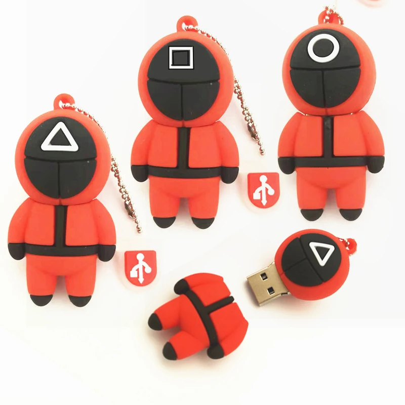 PVC Silicone Cle Usb Flash Penprive 64GB 32GB Memory Cards Squid Game Pen Drive Thumb Sticks 16GB 128GB 4GB U Disk Gift