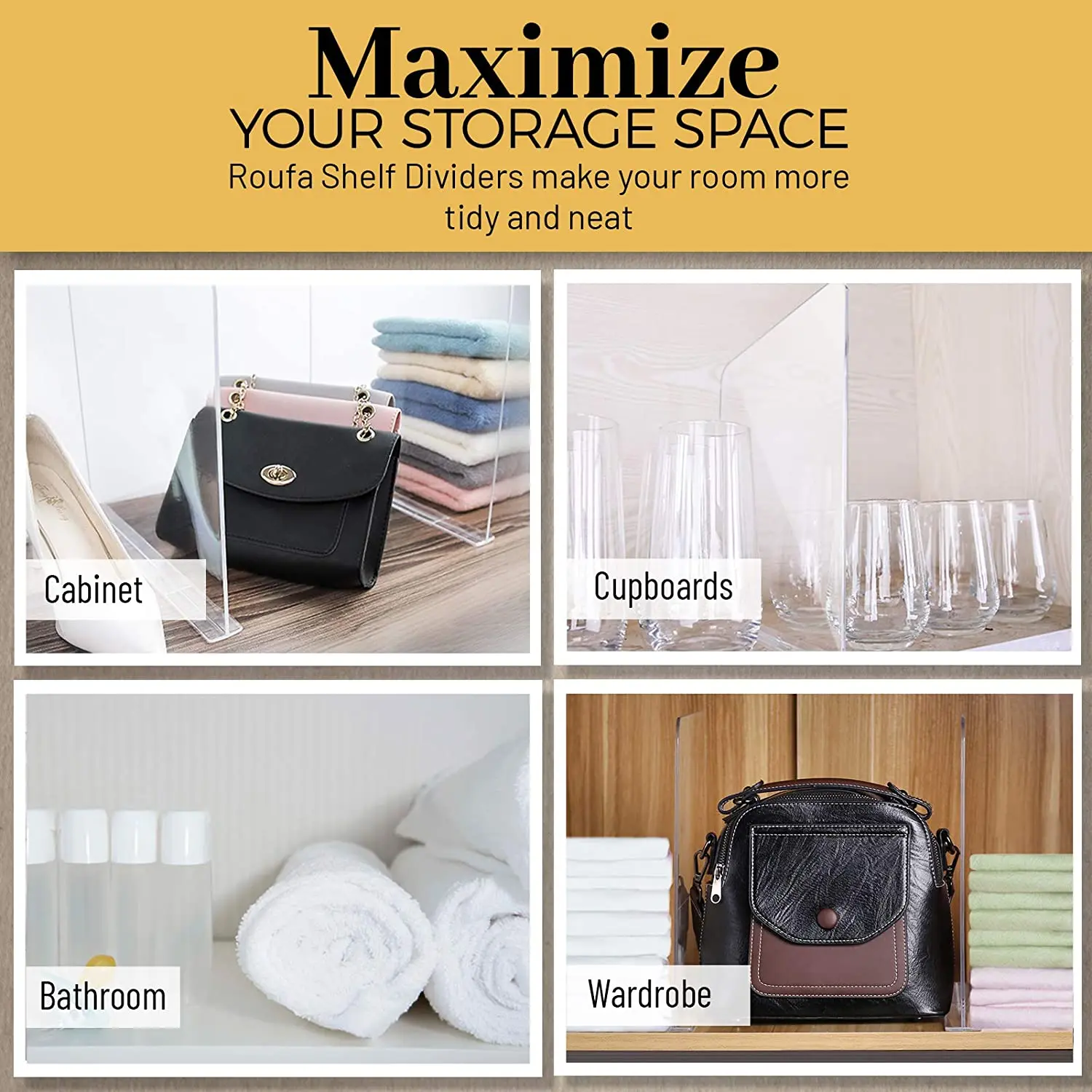 Clear Acrylic Shelf Divider Closet Separator Cabinet Organizer Used For Home Supermarket Item Sorting