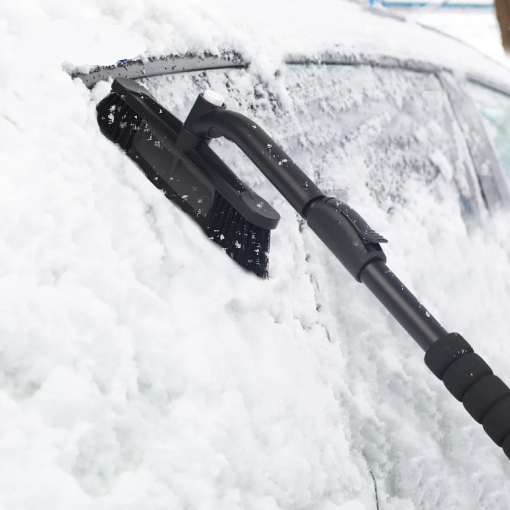 Retractable snow removal shovel and scraper for