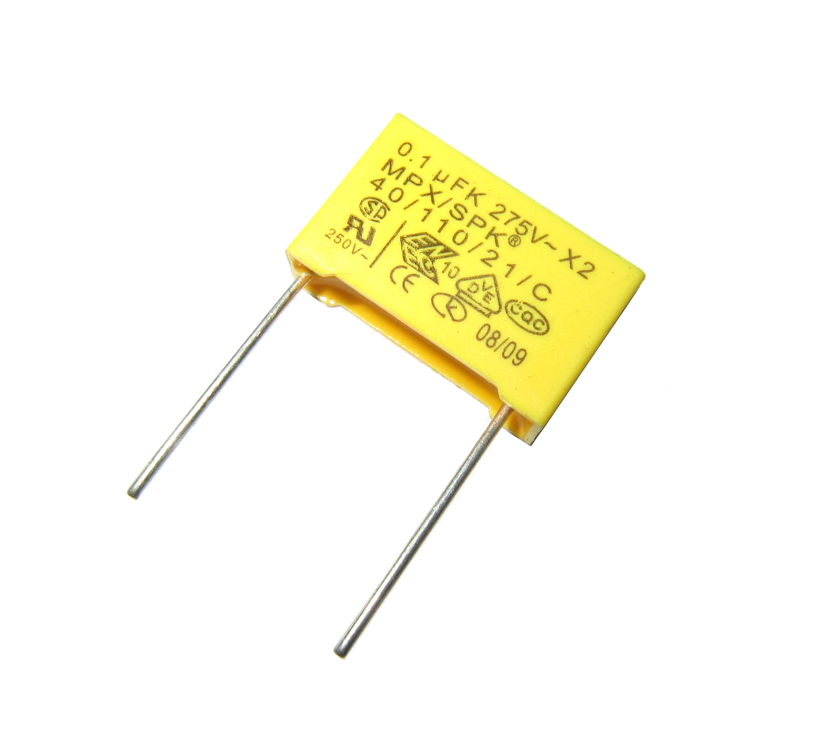 Metallized polypropylene film interference suppression capacitor Class X2 with 275Vac and 305Vac