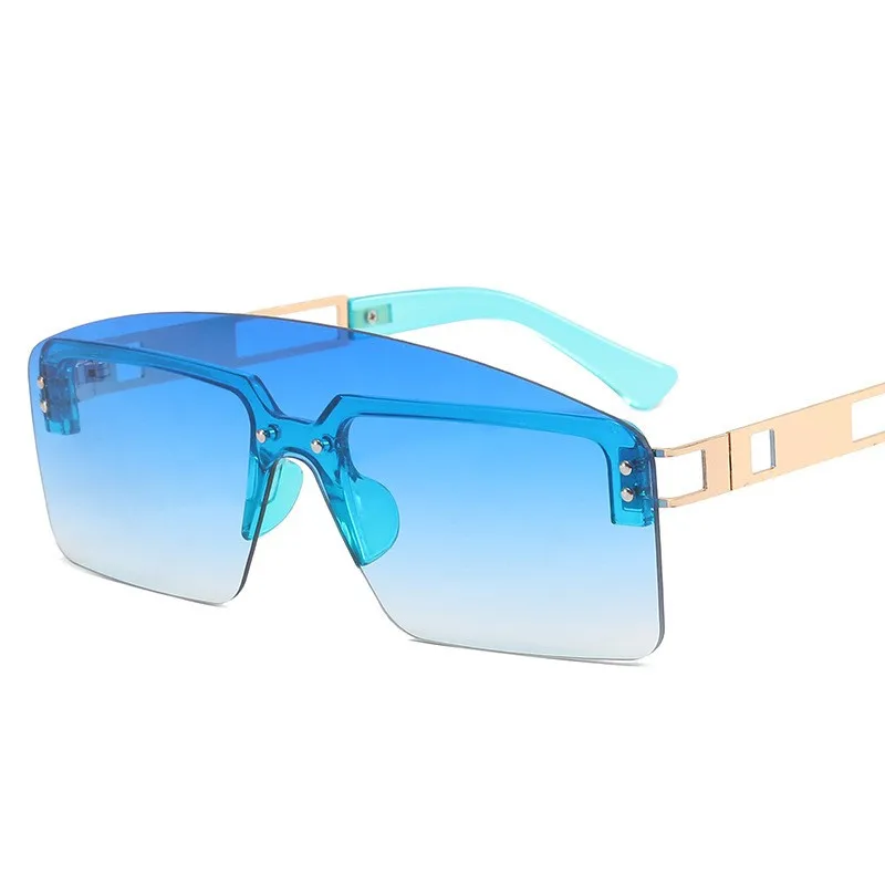 European and American luxury trendy rimless metal sunglasses one-piece outdoor cycling eyewear