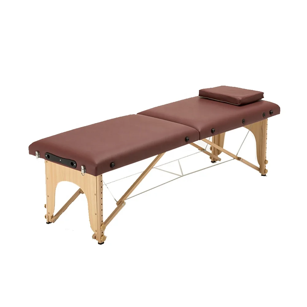 SEB 2022 Newest Commercial Spa table Beauty Salon Furniture Synthetic PVC 2 Folding Wooden Frame Red Massage Bed Table
