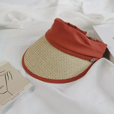 2023 Summer Outdoors Travelling Ladies Paper Adjustable Visor Hat Stylish Wide Brim Beach Straw Hats Sun Hat For Women