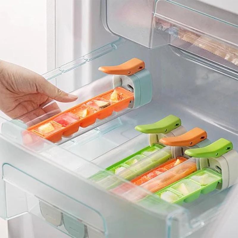 Easy Release Ice Cube Tray for Tumbler Cup Reusable 6 Cavity Ice Mold with Lid for Freezer One-hand Release