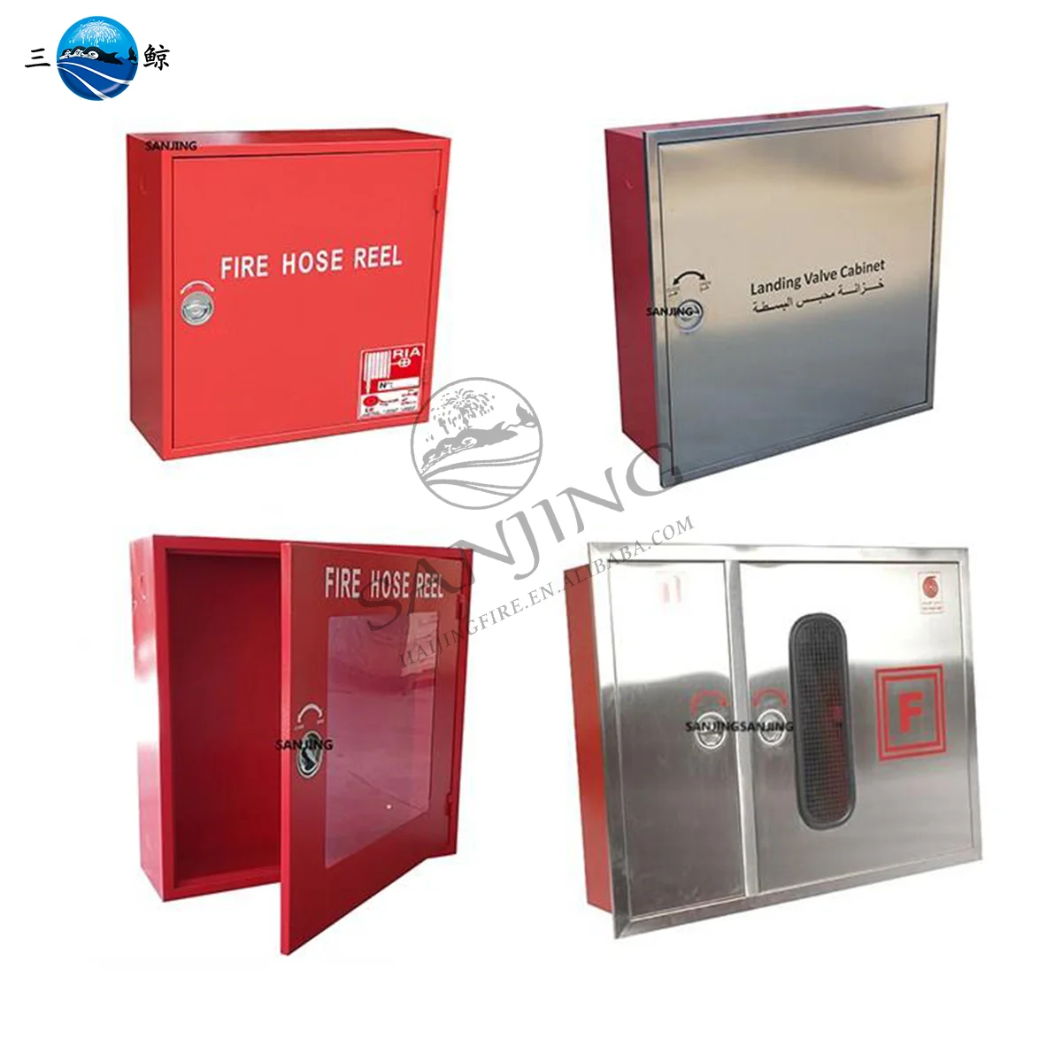 Wall Mounted Carbon Steel 1.0mm Thickness Single Metal Door Fire Hose Reel Cabinet