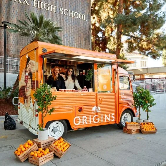 Cyan Vintage Citroen Style Truck Portable Food Van Concession Catering Trailer Full Kitchen Equipment for BBQ Ice Cream