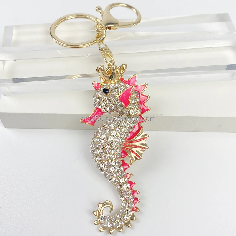 2024 Bling Metal key chains of crocodile dolphin whale shark keychains Whole Seahorse Sea Animal Keychain