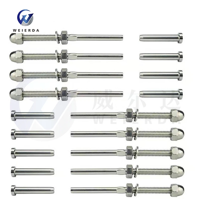 T316 Stainless Steel Marine Grade Cable Railing Swage Threaded Stud Tension End Fitting Terminal