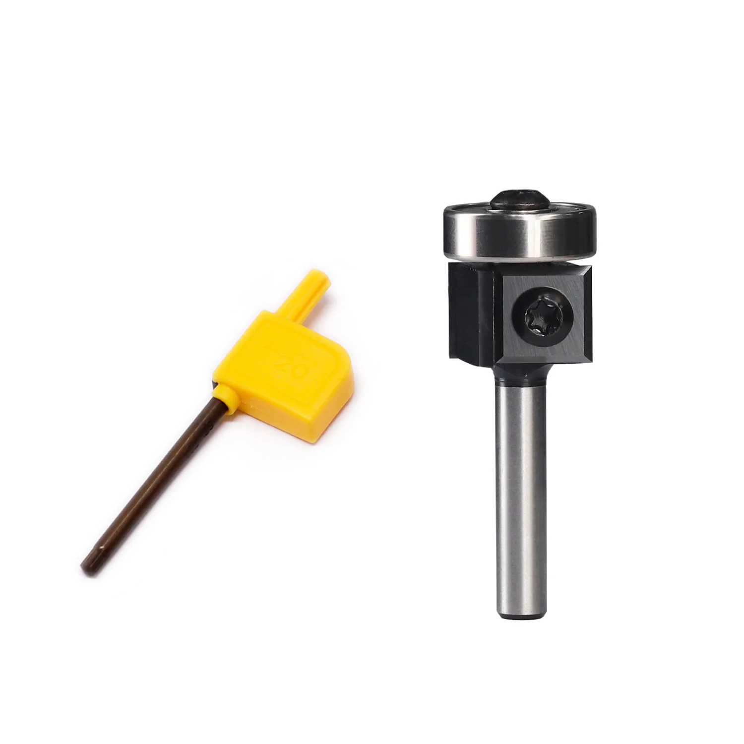 Hiizug Woodworking Flush Trim Router Bit with Replaceable Carbide Cutters Bottom Bearing 6mm 6.35mm Shank Custom Milling Cutter