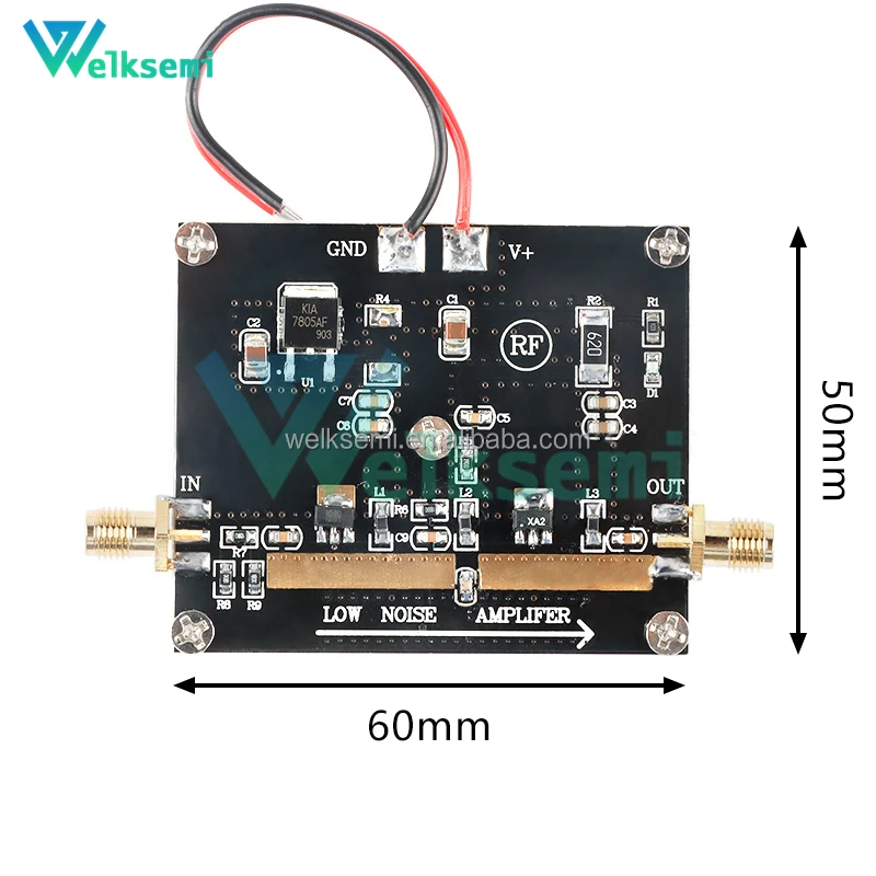 welksemi 10M-1GHz 40dB Gain Medium Power RF Amplifier Board Module 1W Radio Low Noise Broadband