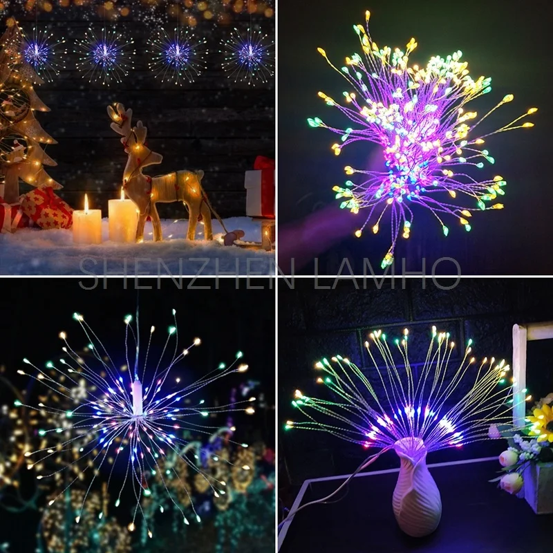 Solar Power diwali Wedding Decoration Christmas Starburst LED Fireworks Tree String Lights