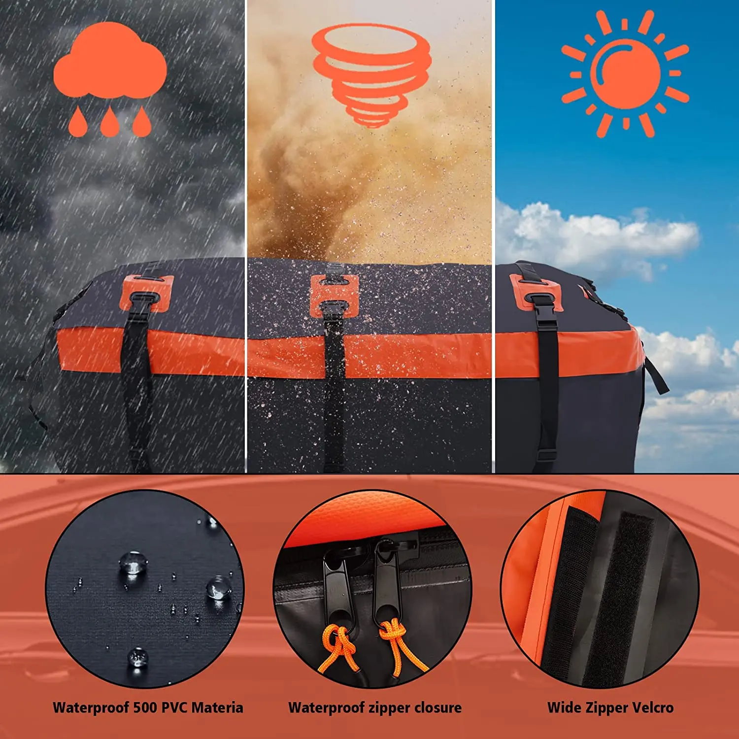 21 cubic feet rooftop cargo carrier car roof bag for all cars with/without rack 600d pvc waterproof storage car roof bag