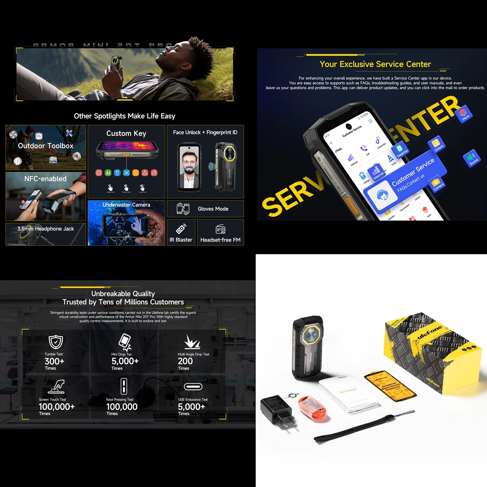 Manufacturer Original Ulefone Armor Mini 20T Pro 8GB+256GB IP68 IP69K Rugged Phone 47inch Android 14 MediaTek Dimensity 6300 5G