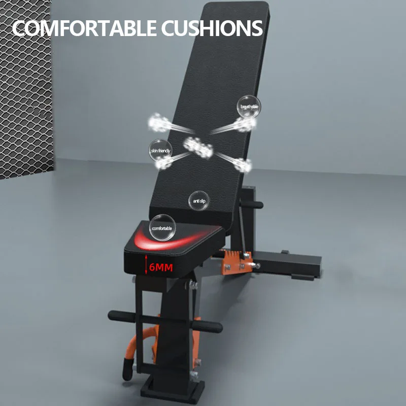 MKAS Multifunctional Adjustable Thickened Steel Pipe Stable Structure Weight Bench With Comfortable Cushions Gym Weight Bench