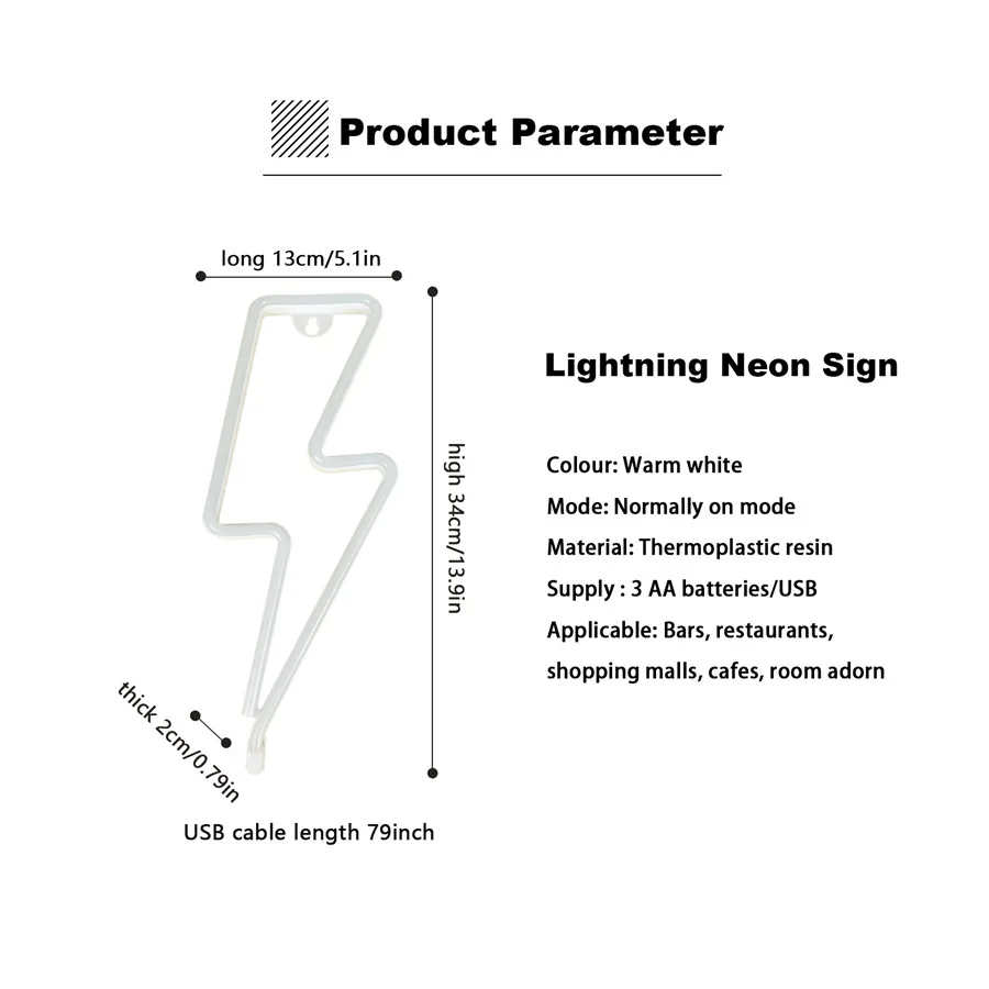 Hot Sell Plug in Wall Light Kids Room Decor Lightning Body USB & Battery Powered No Heat Table Decorate  LED Neon Lights