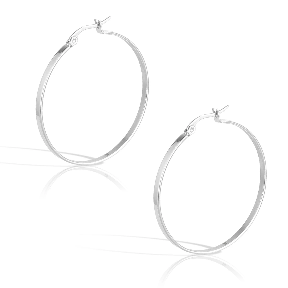 Wear forever 2021 classic silver titanium 40mm medium fashion hoop earrings