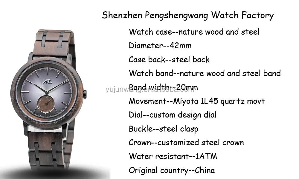 Wholesale high end custom waterproof wooden steel watch men size wrist watches fancy