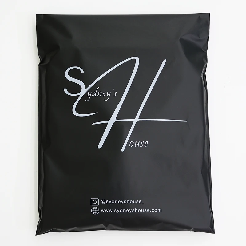 Custom 100% Recycled Self Sealing Shirt Packaging Matte Black Poly Compostable Mailer Courier Bag