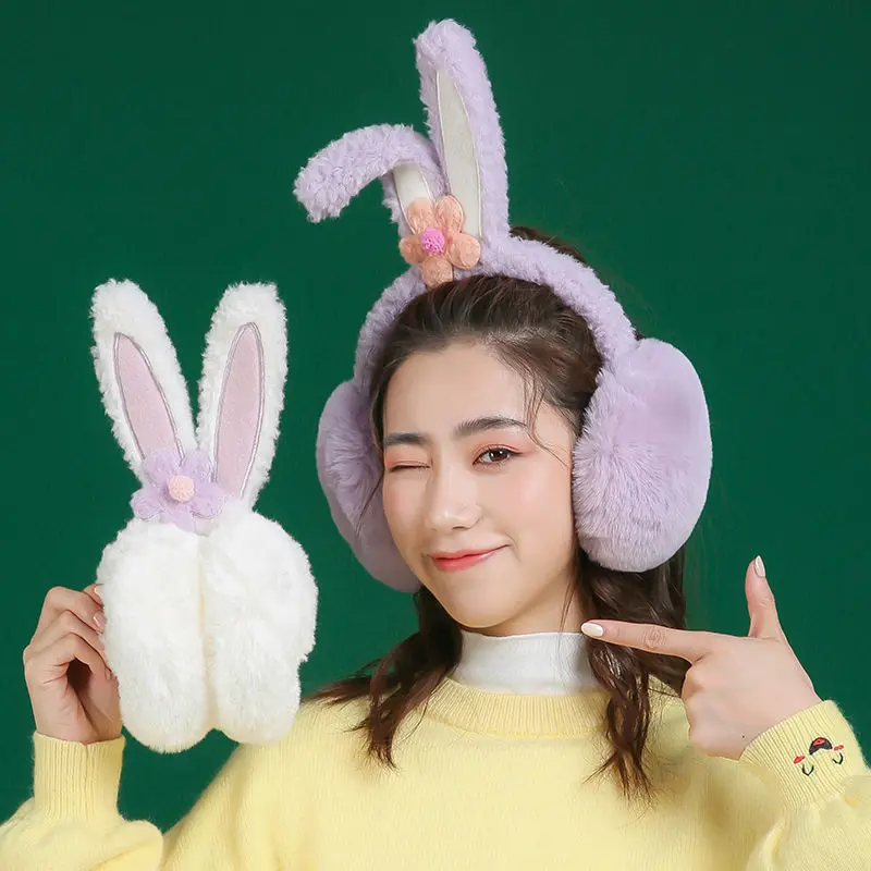 2021 Rabbit plush ear muffs female winter warm Korean version of the cute students ear cover