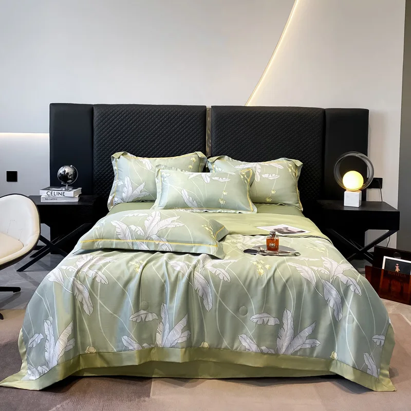 hot selling Luxury 100% Tencel bedding set lyocell tencel floral bed sheets tencel pillowcase quilt sets