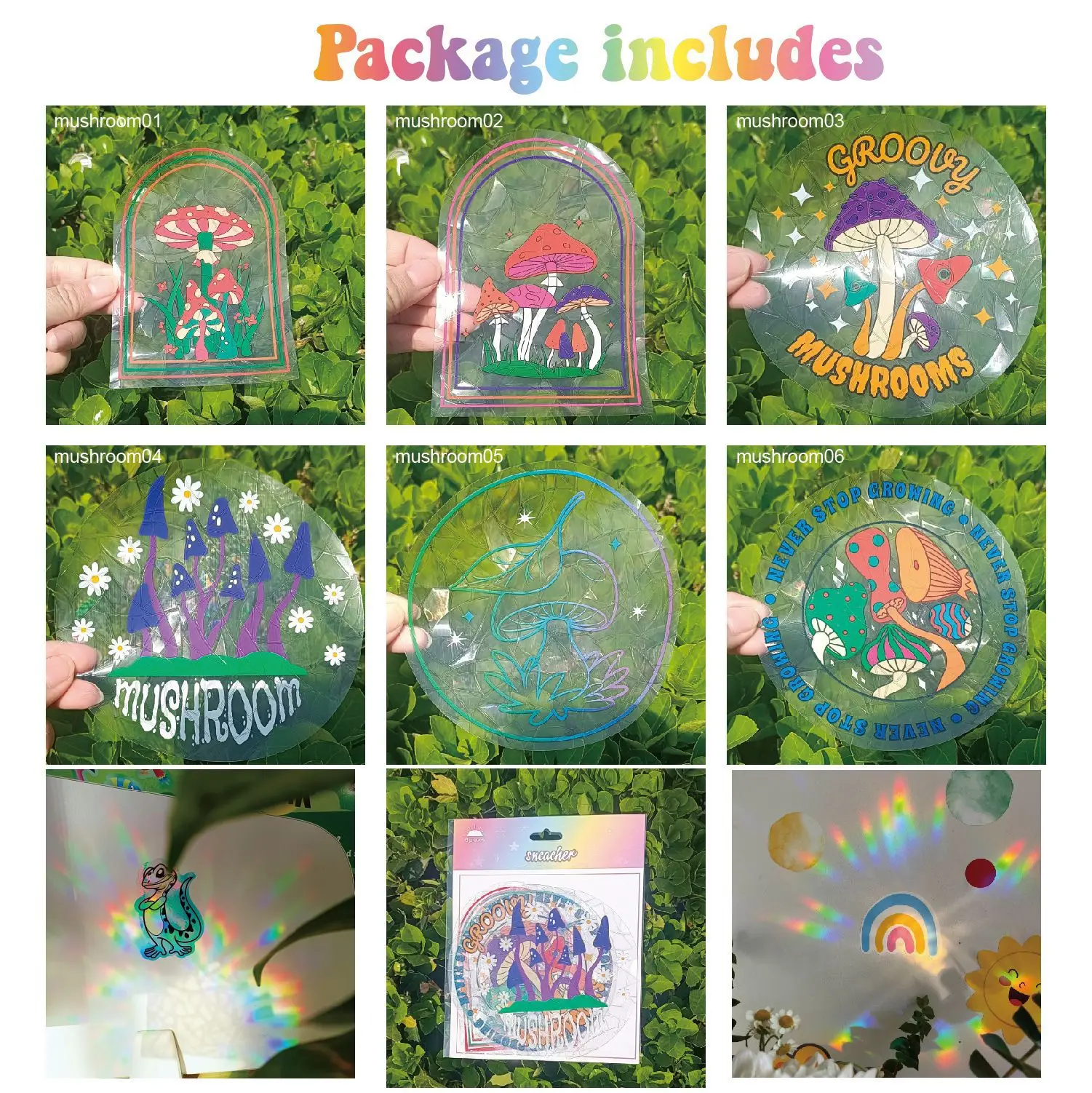 Hot Sale Windows Glass Clings Stickers Removable Rainbow Prism Non-adhesive PVC Suncatcher Window Sticker