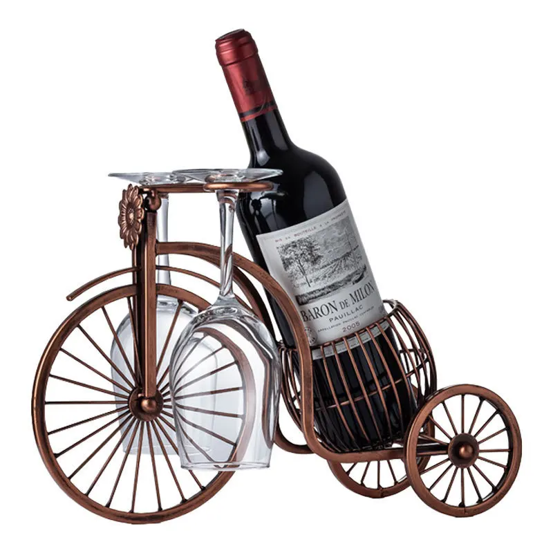 European retro iron three-wheeled bicycle wine rack ornaments creative living room wine cabinet entrance wine glass organizer