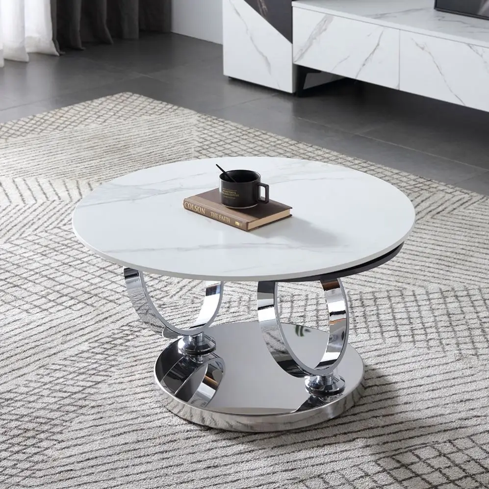 Modern Design Outdoor coffee table set luxury modern Stainless Steel Black White  Center Table For Sofa Living Room Furniture