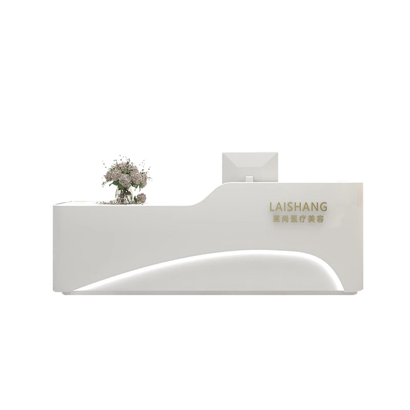 High-end minimalist design LED light source can be customized logo reception desk