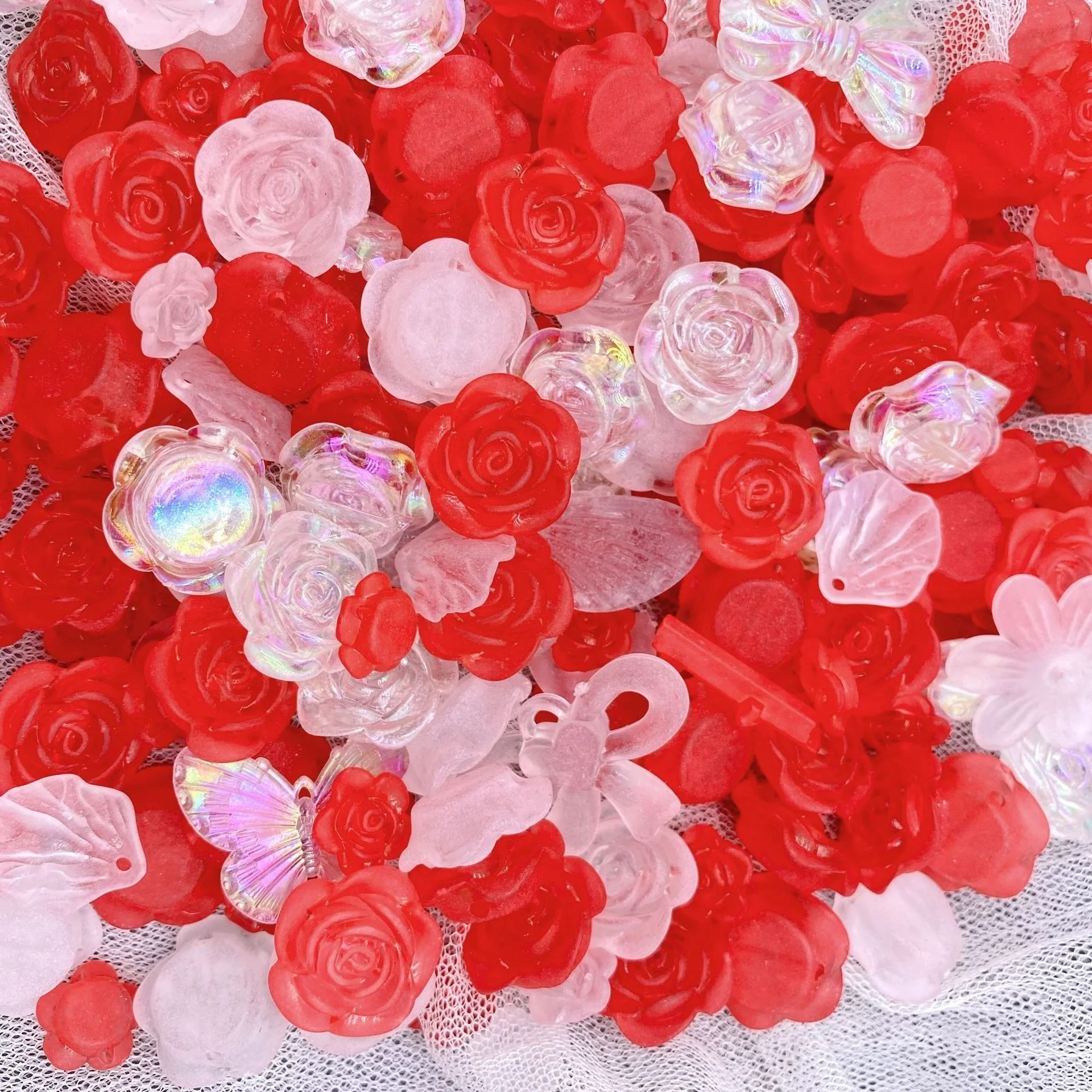 2023 Wholesale Hot Selling Acrylic Frosted Rose Flower Beads Mixed Styles For DIY Handmade accessories