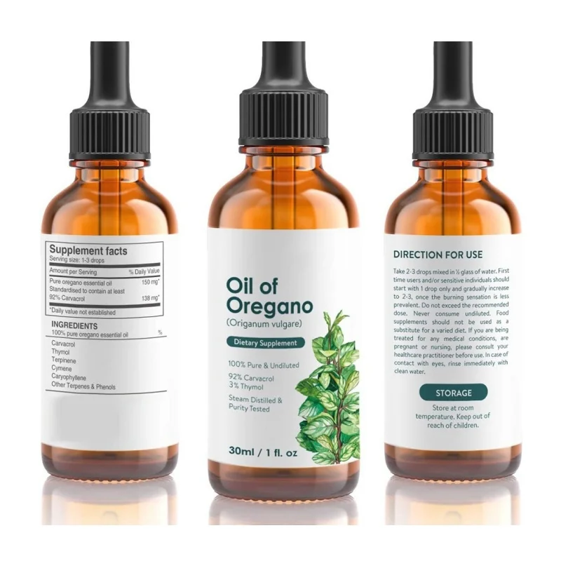 Custom Pure Natural Oregano Oil Liquid Drops Digestive Support Supplement Improve Health Antioxidant Oregano Oil Drop