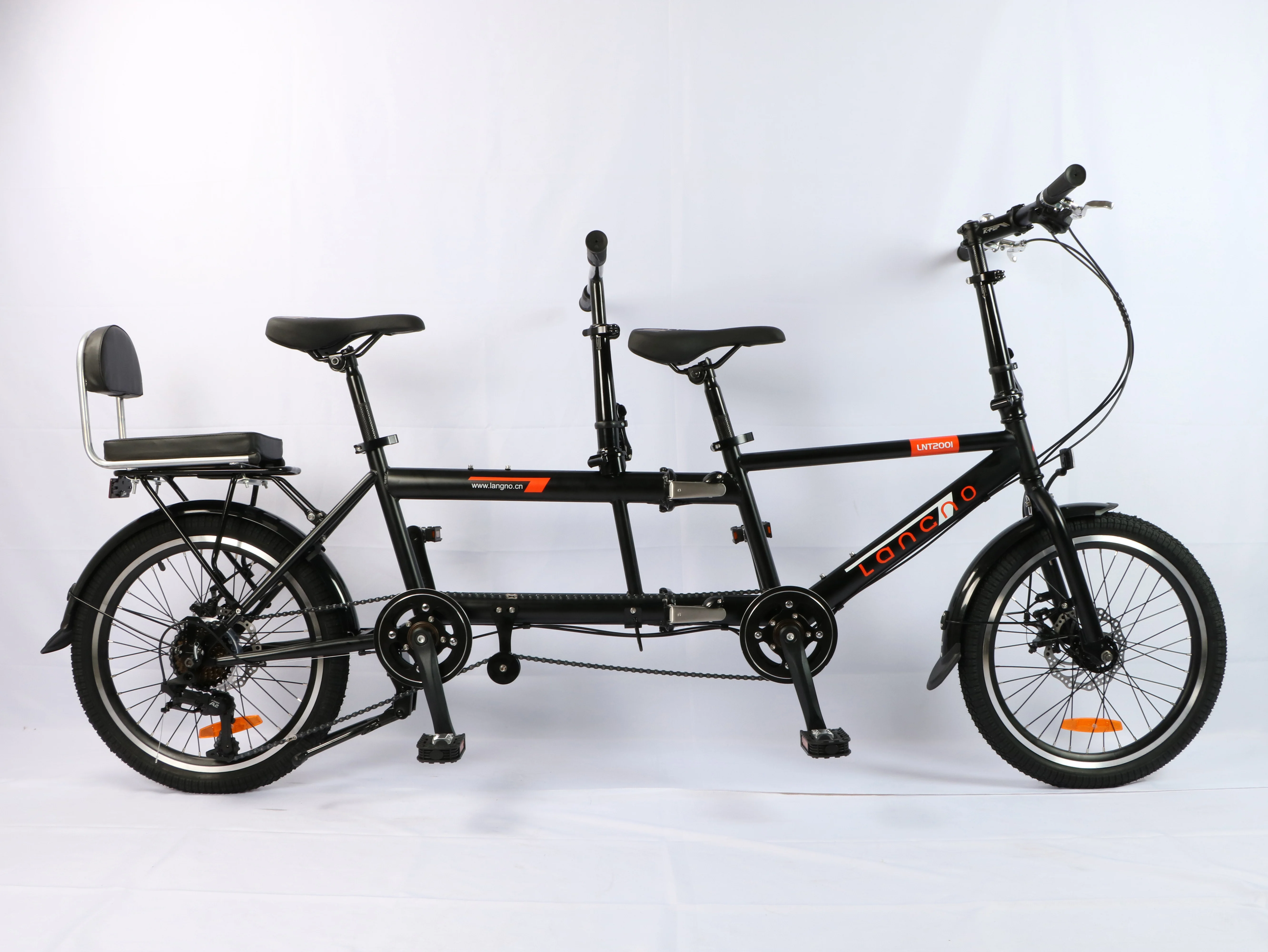 20 inch tandem bicycle folding bike with double seats and independent pedals to ride